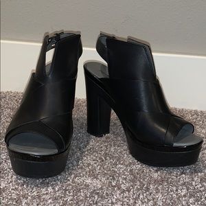 Faux Leather Black High Heels